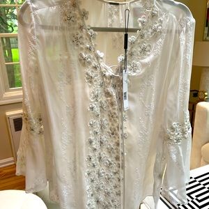 Elie Tahari white eyelet Mirra Blouse